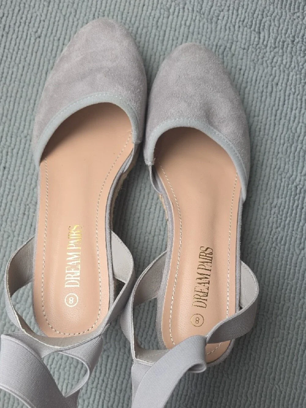 Dteam Pairs Women’s Light Gray Suede Ankle-Strap Wedges